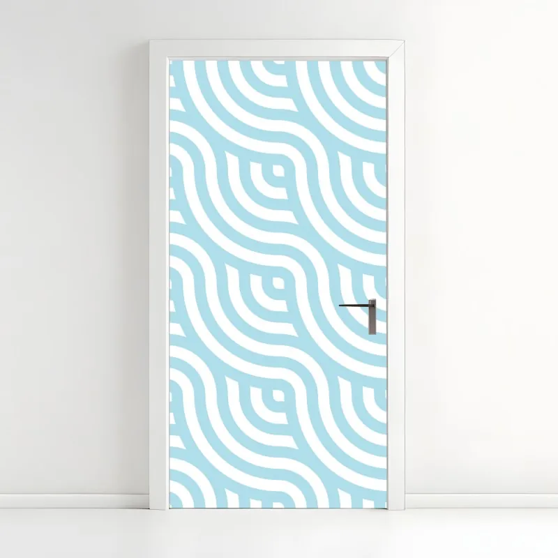 Naklejka na drzwi wzór damaskowy w odcieniach złota i granatu – Wallissimo®