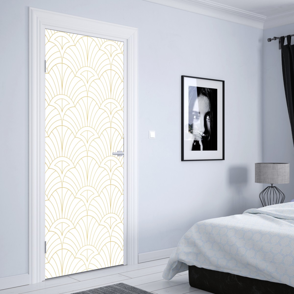 Naklejka na drzwi złoty wzór art deco – Wallissimo® Naklejka na drzwi złoty wzór art deco – Wallissimo®