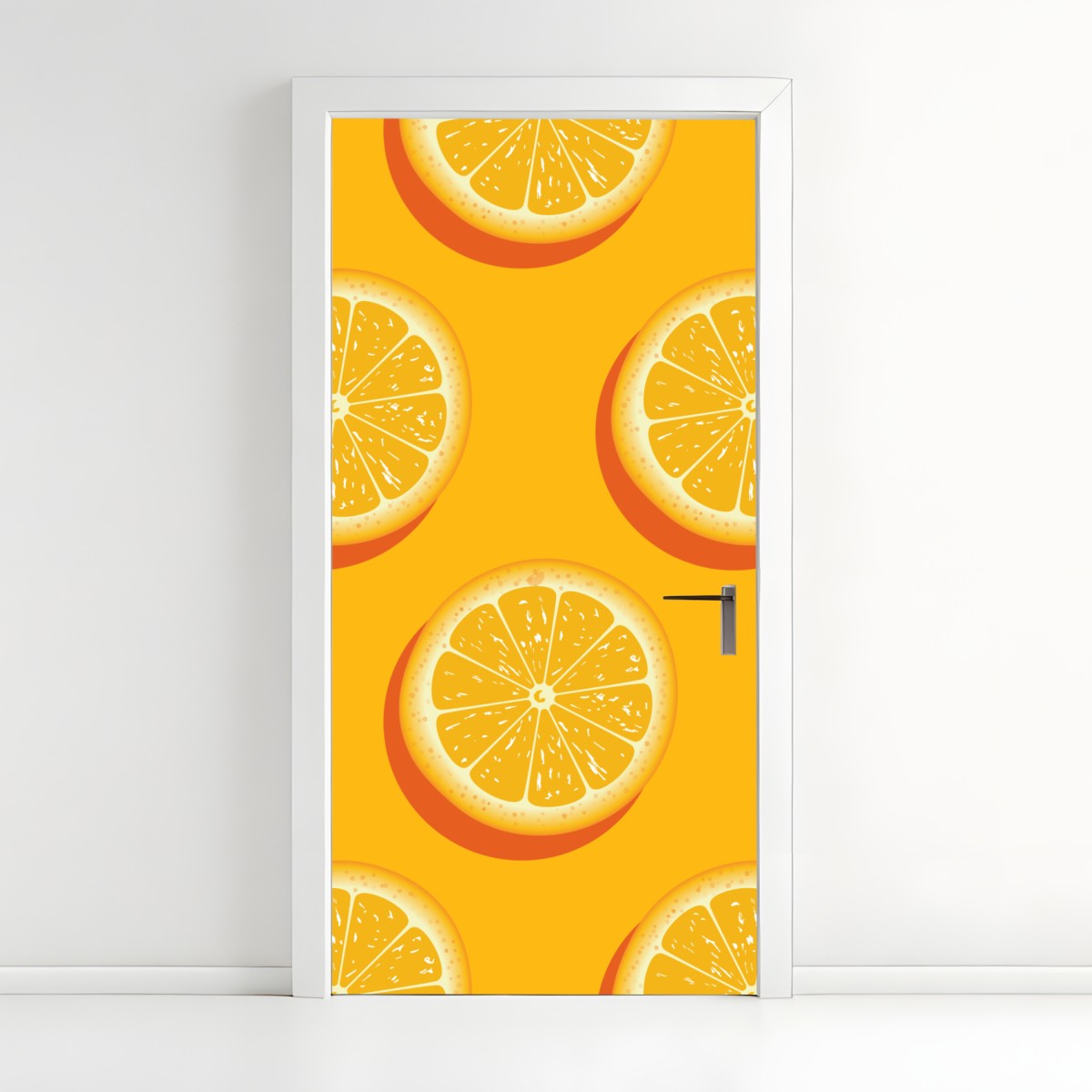 Door sticker vibrant orange citrus pattern