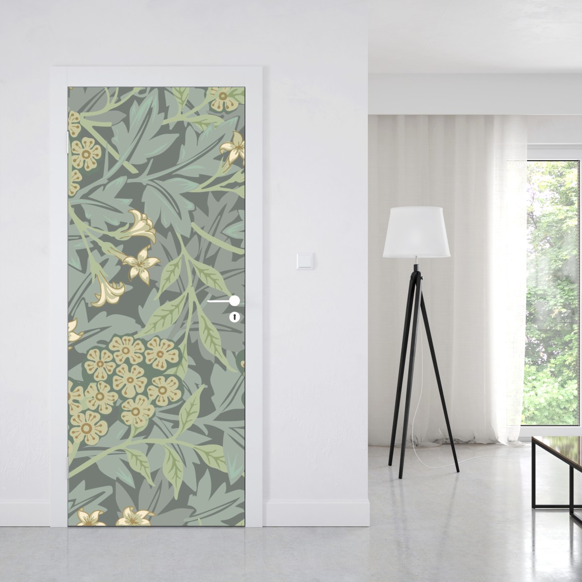 Naklejka na drzwi vintage botaniczny wzór kwiatowy – Wallissimo® Naklejka na drzwi vintage botaniczny wzór kwiatowy – Wallissimo®