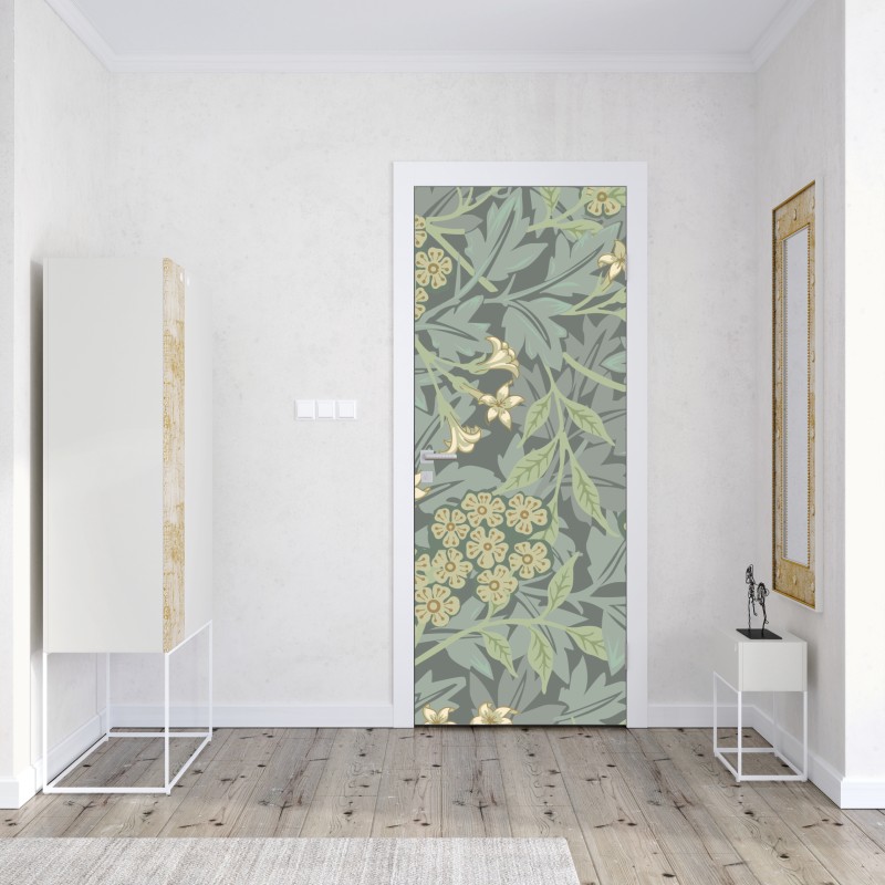 Naklejka na drzwi vintage botaniczny wzór kwiatowy – Wallissimo® Naklejka na drzwi vintage botaniczny wzór kwiatowy – Wallissimo®