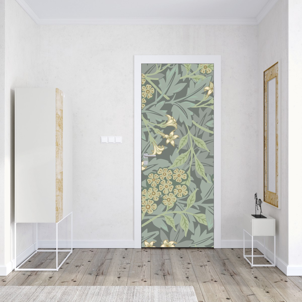 Naklejka na drzwi vintage botaniczny wzór kwiatowy – Wallissimo® Naklejka na drzwi vintage botaniczny wzór kwiatowy – Wallissimo®