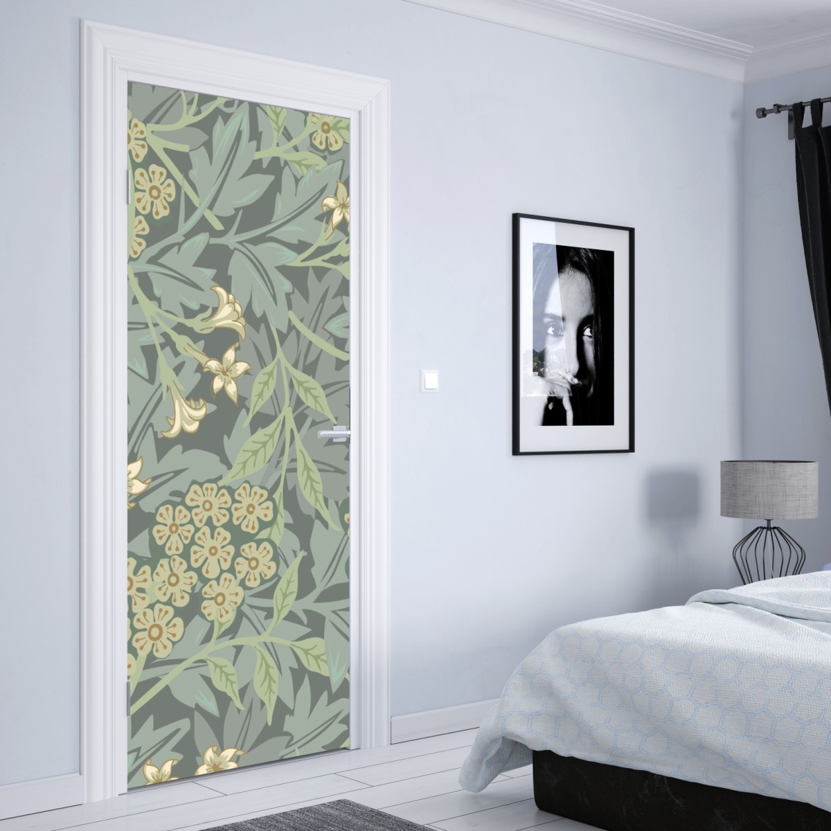 Naklejka na drzwi vintage botaniczny wzór kwiatowy – Wallissimo® Naklejka na drzwi vintage botaniczny wzór kwiatowy – Wallissimo®