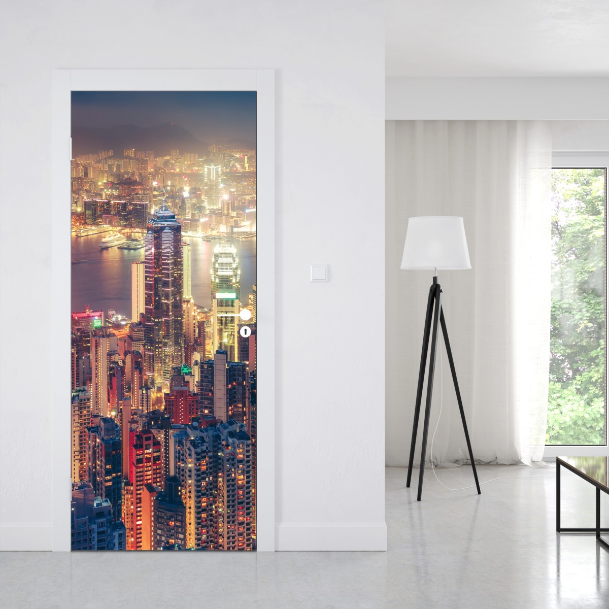 Naklejka na drzwi Hongkong nocny widok ze szczytu Victoria Peak – Wallissimo® Naklejka na drzwi Hongkong nocny widok ze szczytu Victoria Peak – Wallissimo®