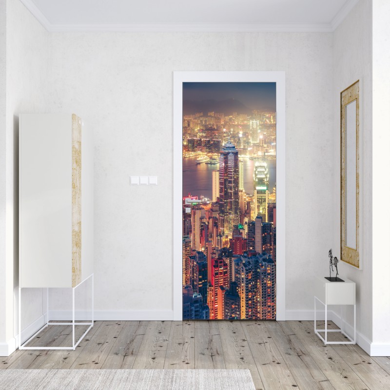 Naklejka na drzwi Hongkong nocny widok ze szczytu Victoria Peak – Wallissimo® Naklejka na drzwi Hongkong nocny widok ze szczytu Victoria Peak – Wallissimo®