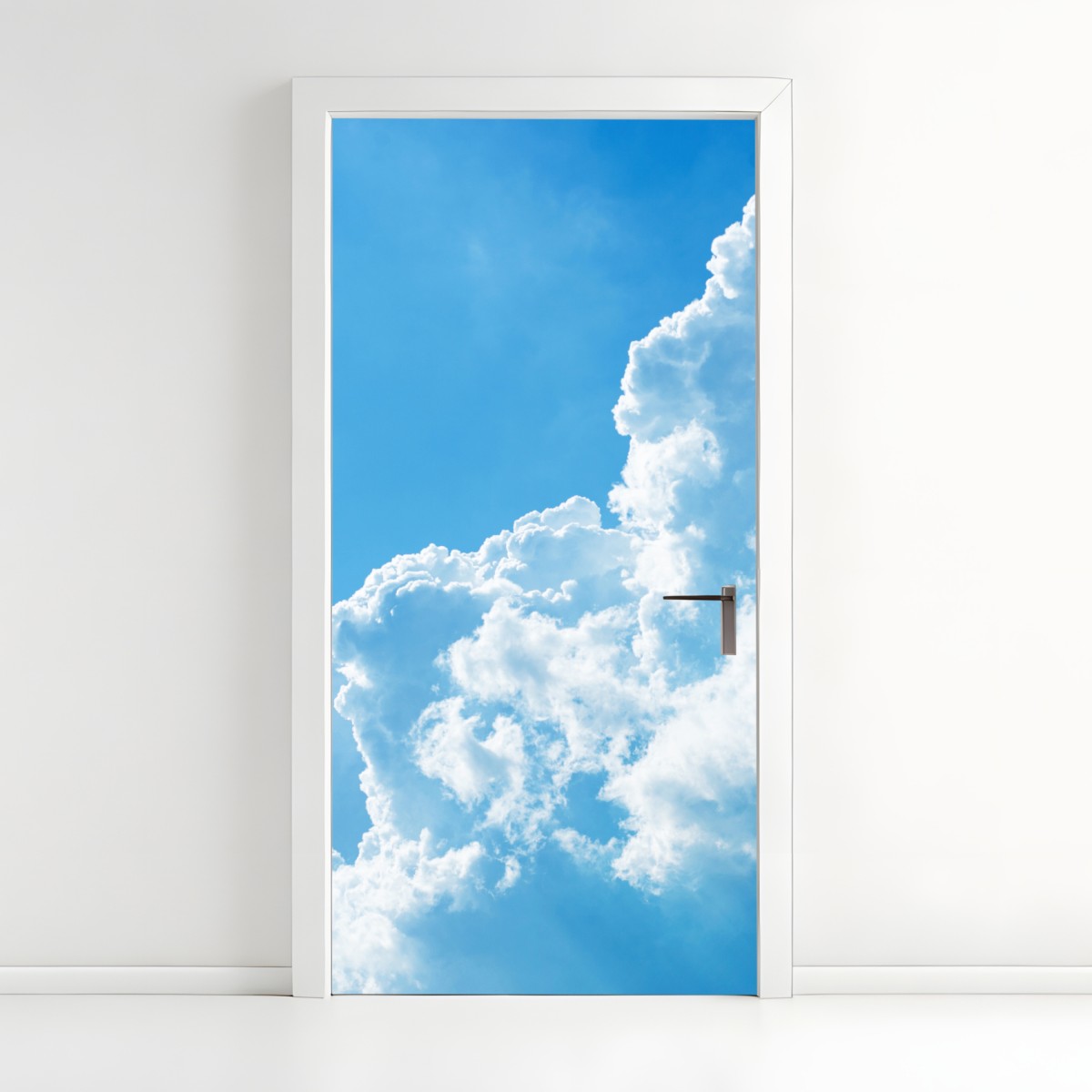 Door sticker soft blue sky with fluffy clouds