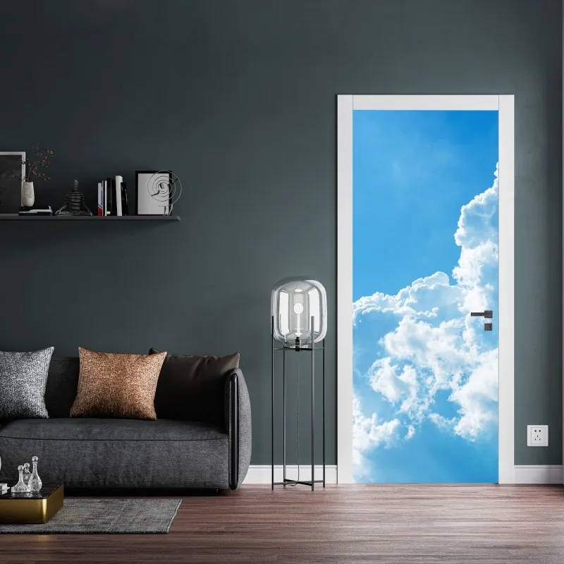 Naklejka na drzwi elegancki beżowy wzór damask – Wallissimo®