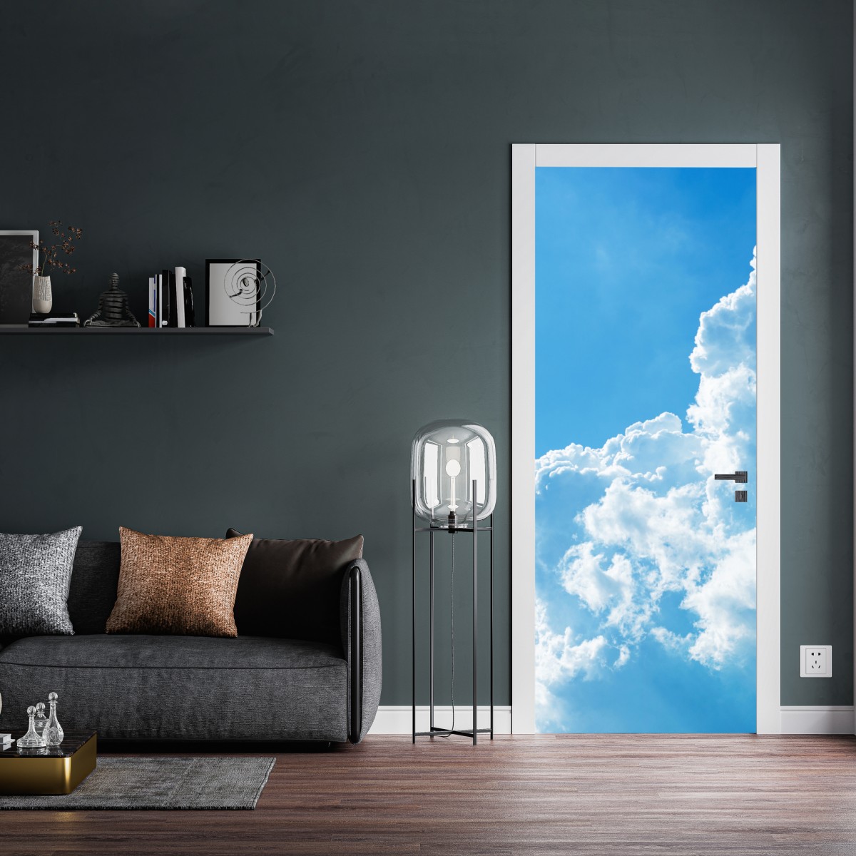 Naklejka na drzwi delikatne niebo z puszystymi chmurami – Wallissimo® Naklejka na drzwi delikatne niebo z puszystymi chmurami – Wallissimo®