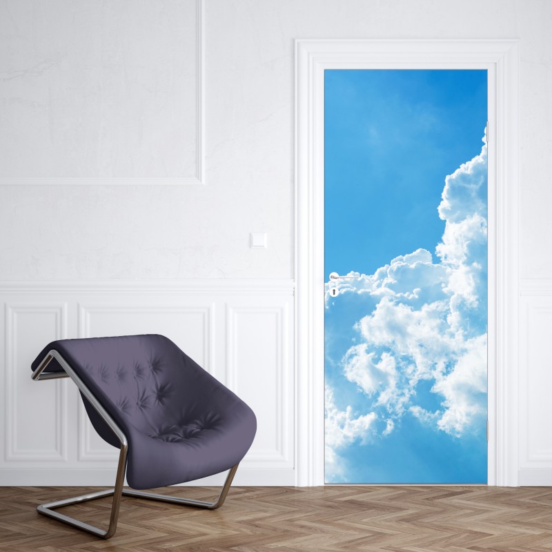 Naklejka na drzwi delikatne niebo z puszystymi chmurami – Wallissimo® Naklejka na drzwi delikatne niebo z puszystymi chmurami – Wallissimo®