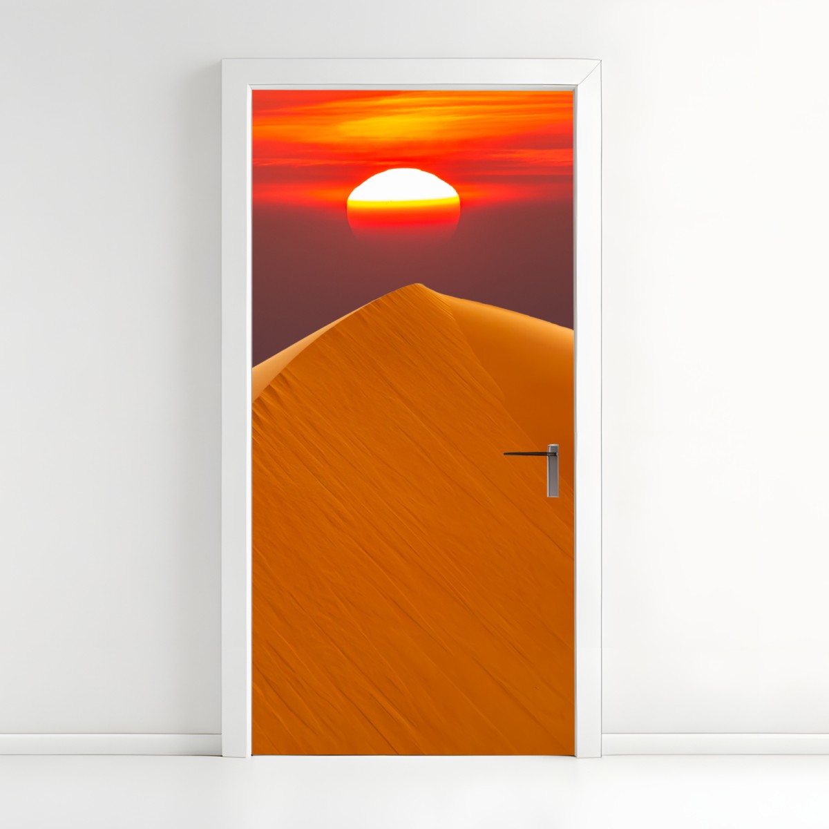 Door sticker golden desert sunset over sand dunes