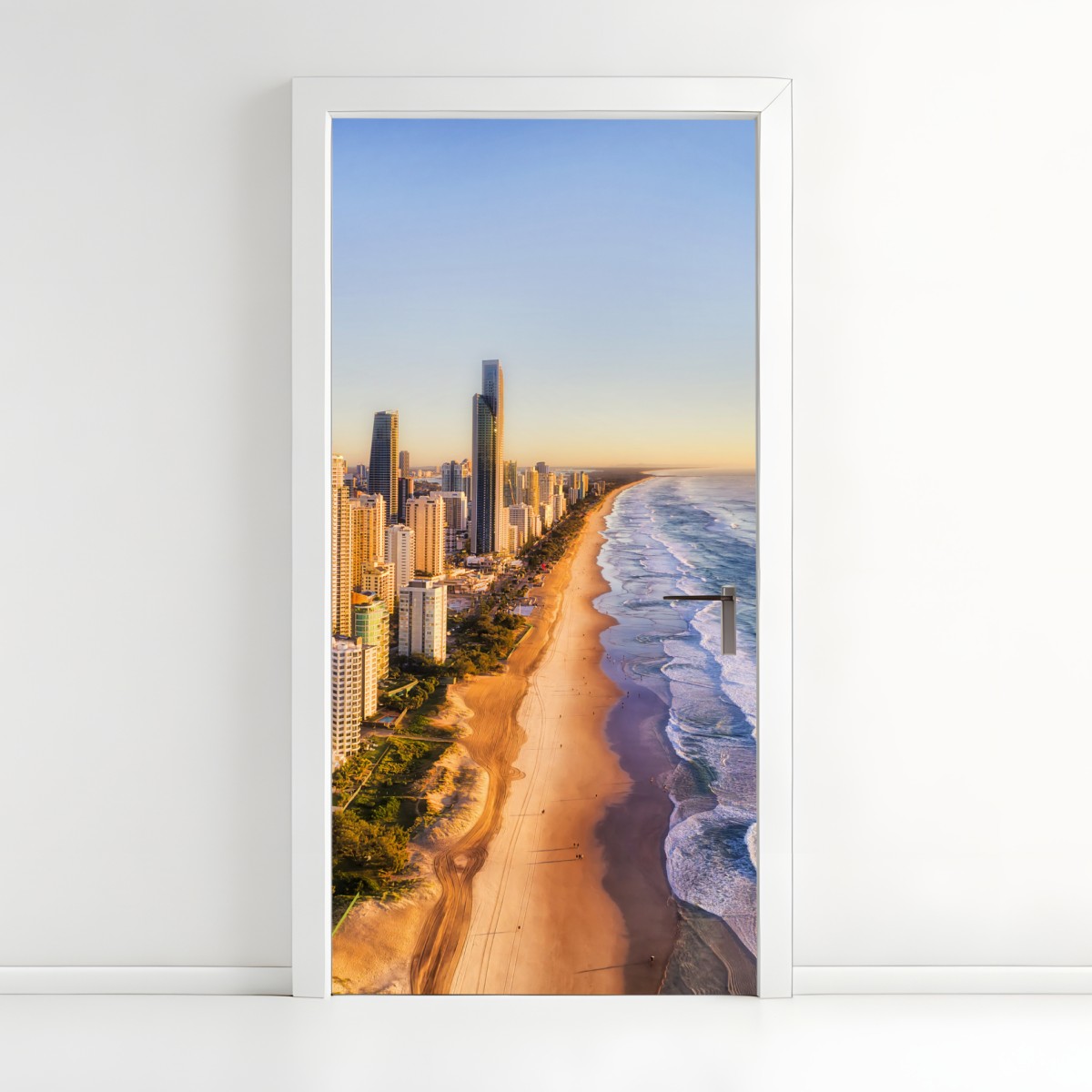 Door sticker sunrise over Surfers Paradise skyline