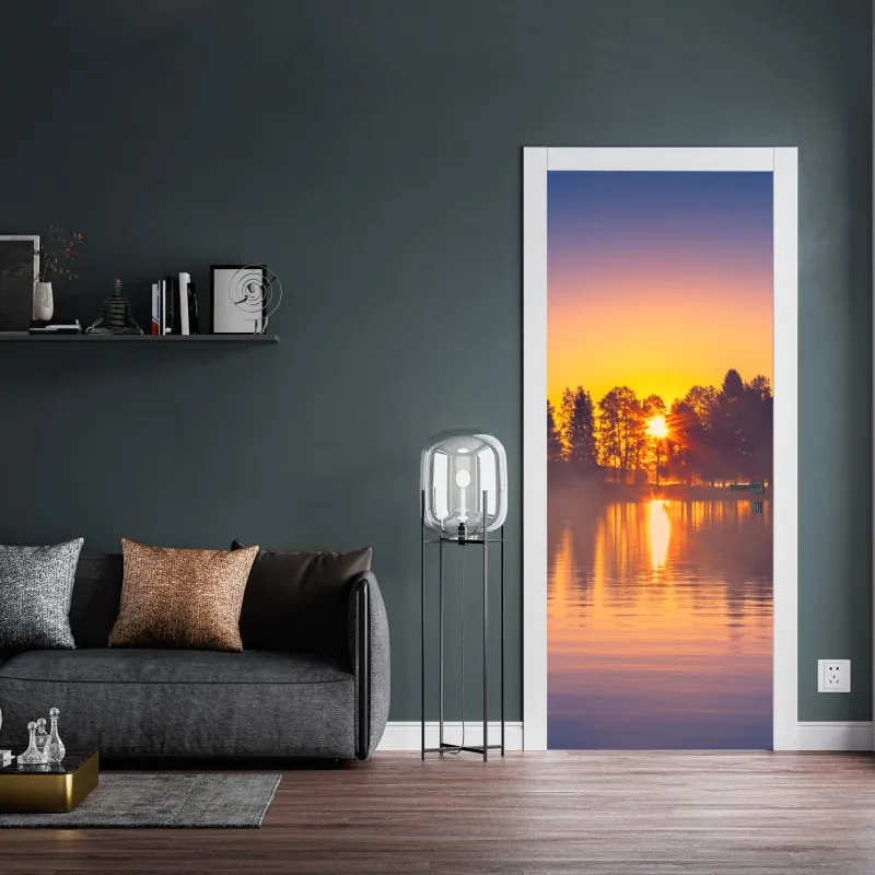 Naklejka na drzwi czarno-biały kaktus w zbliżeniu – Wallissimo®