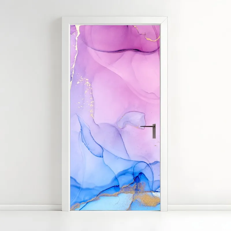 Naklejka na drzwi złoty geometryczny wzór z kołami – Wallissimo®