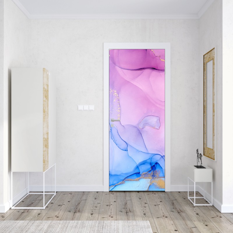 Naklejka na drzwi złoty geometryczny wzór z kołami – Wallissimo®