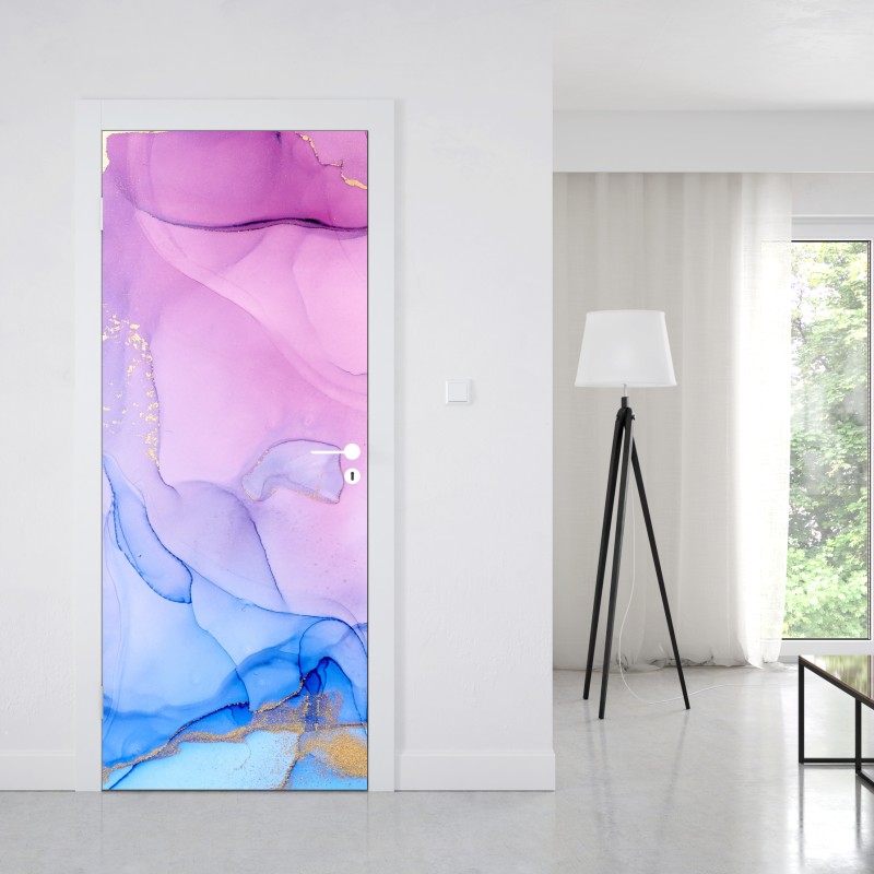 Naklejka na drzwi różowo-niebieski marmur abstrakcyjny – Wallissimo® Naklejka na drzwi różowo-niebieski marmur abstrakcyjny – Wallissimo®