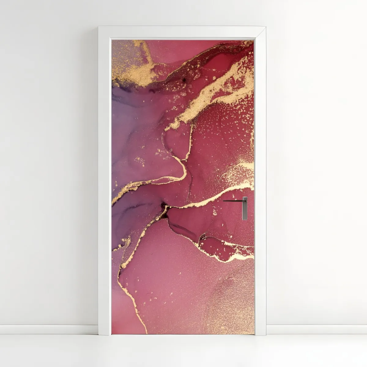 Naklejka na drzwi abstrakcyjne marmurowe tło w odcieniach turkusu i fioletu ze złotem – Wallissimo® Naklejka na drzwi abstrakcyjne marmurowe tło w odcieniach turkusu i fioletu ze złotem – Wallissimo®