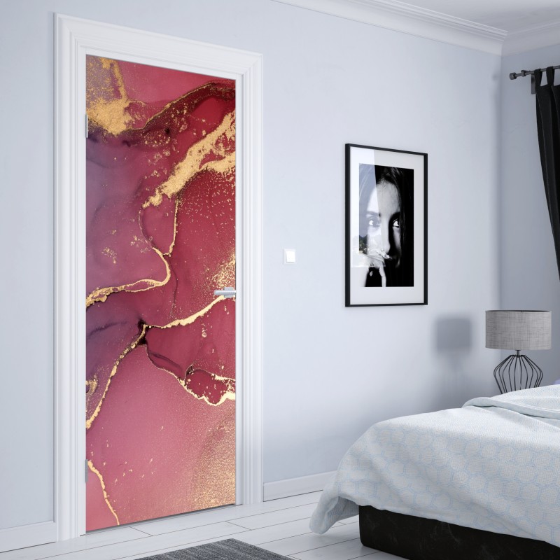 Naklejka na drzwi turkusowy geometryczny motyw łezki – Wallissimo®