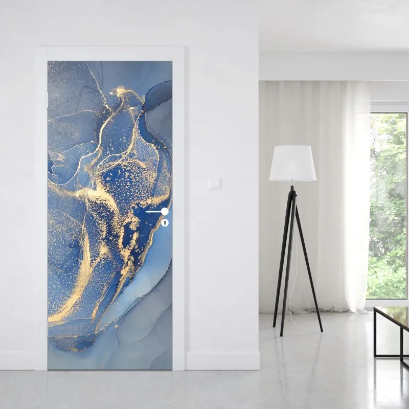 Naklejka na drzwi żywa różowa abstrakcja płynna – Wallissimo®