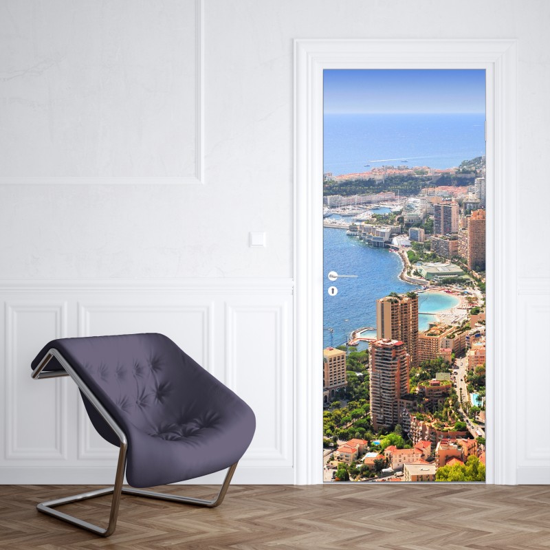 Naklejka na drzwi delikatny niebieski wzór botaniczny – Wallissimo®