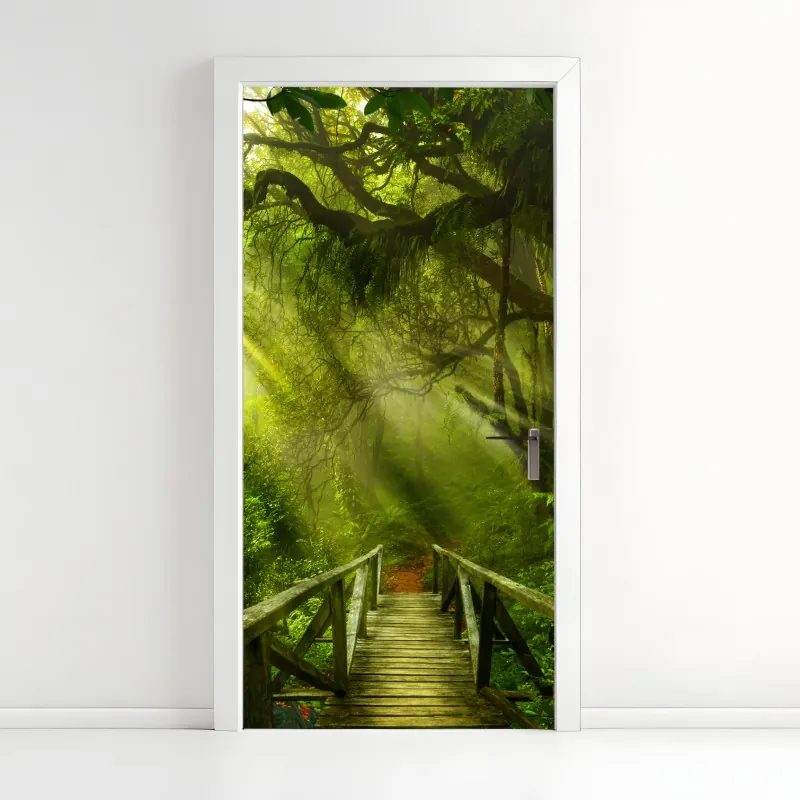 Naklejka na drzwi słoneczna leśna ścieżka