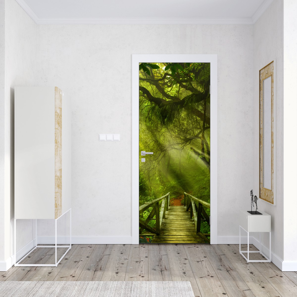 Naklejka na drzwi słoneczna leśna ścieżka – Wallissimo® Naklejka na drzwi słoneczna leśna ścieżka – Wallissimo®