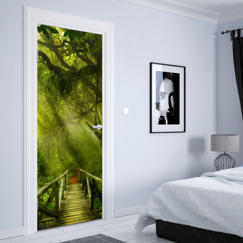 Naklejka na drzwi słoneczna leśna ścieżka – Wallissimo® Naklejka na drzwi słoneczna leśna ścieżka – Wallissimo®