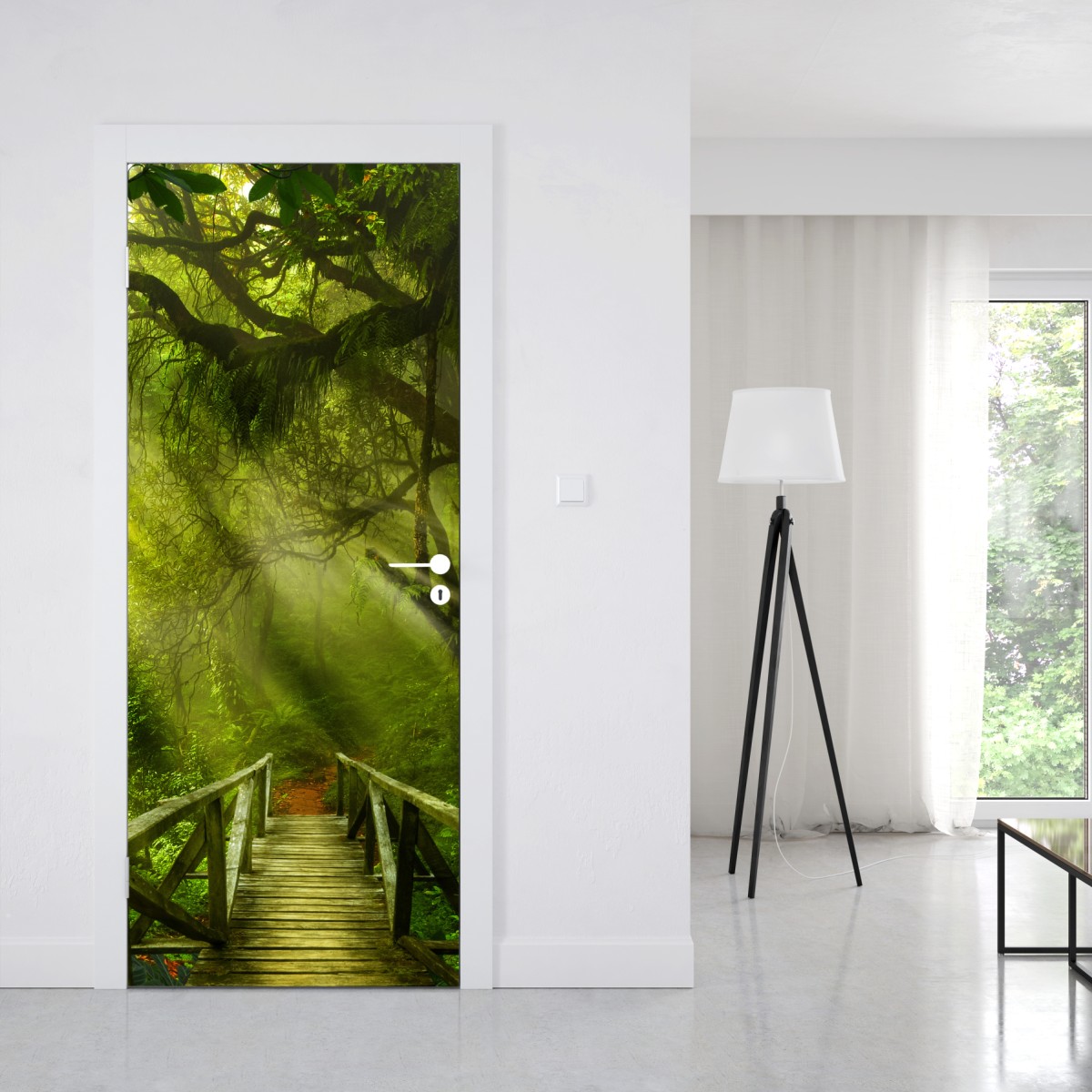 Naklejka na drzwi słoneczna leśna ścieżka – Wallissimo® Naklejka na drzwi słoneczna leśna ścieżka – Wallissimo®