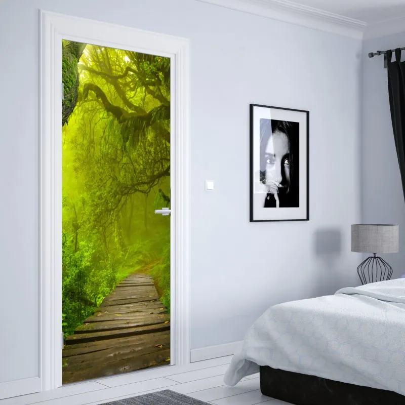 Naklejka na drzwi spokojny poranek nad jeziorem Braies, Dolomity – Wallissimo®