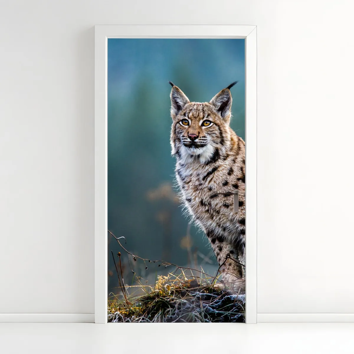 Naklejka na drzwi majestatyczny ryś w naturalnym środowisku – Wallissimo® Naklejka na drzwi majestatyczny ryś w naturalnym środowisku – Wallissimo®