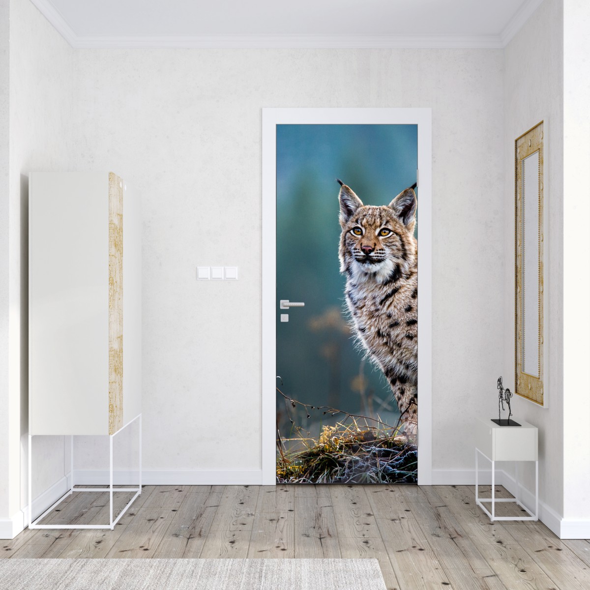 Naklejka na drzwi majestatyczny ryś w naturalnym środowisku – Wallissimo® Naklejka na drzwi majestatyczny ryś w naturalnym środowisku – Wallissimo®