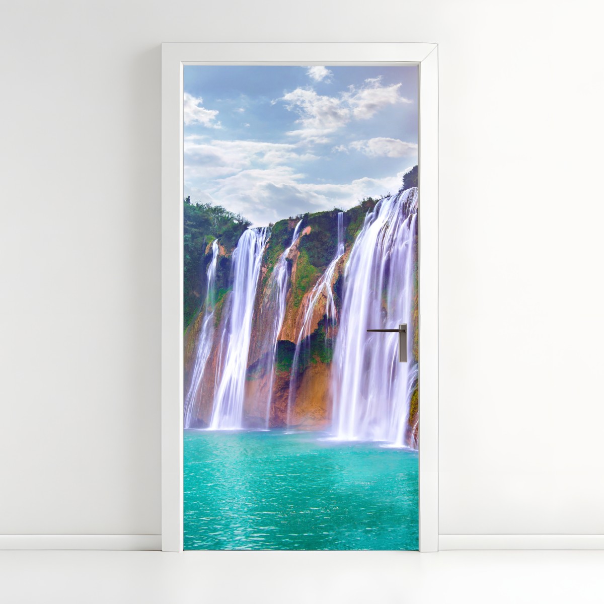 Door sticker Jiulong waterfall turquoise cascade in Luoping, China