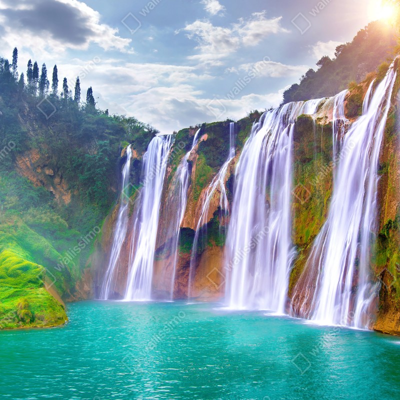 Naklejka na drzwi Jiulong wodospad turkusowa kaskada w Luoping, Chiny – Wallissimo® Naklejka na drzwi Jiulong wodospad turkusowa kaskada w Luoping, Chiny – Wallissimo®