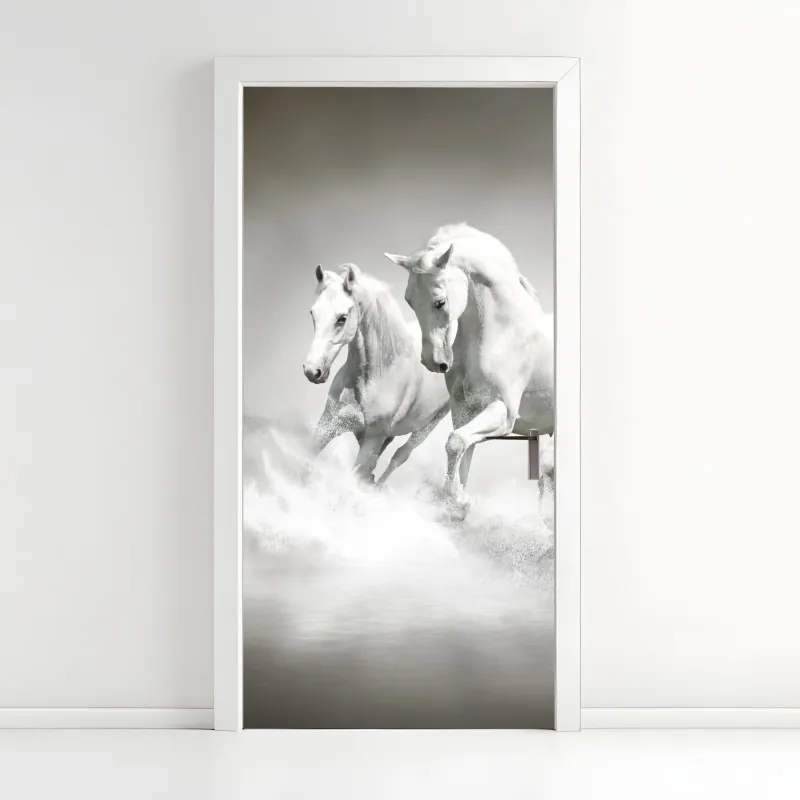 Naklejka na drzwi luksusowa abstrakcja turkus z złotymi żyłami – Wallissimo®