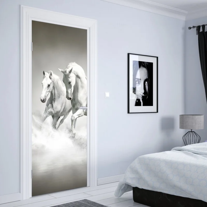 Naklejka na drzwi luksusowa abstrakcja turkus z złotymi żyłami – Wallissimo®