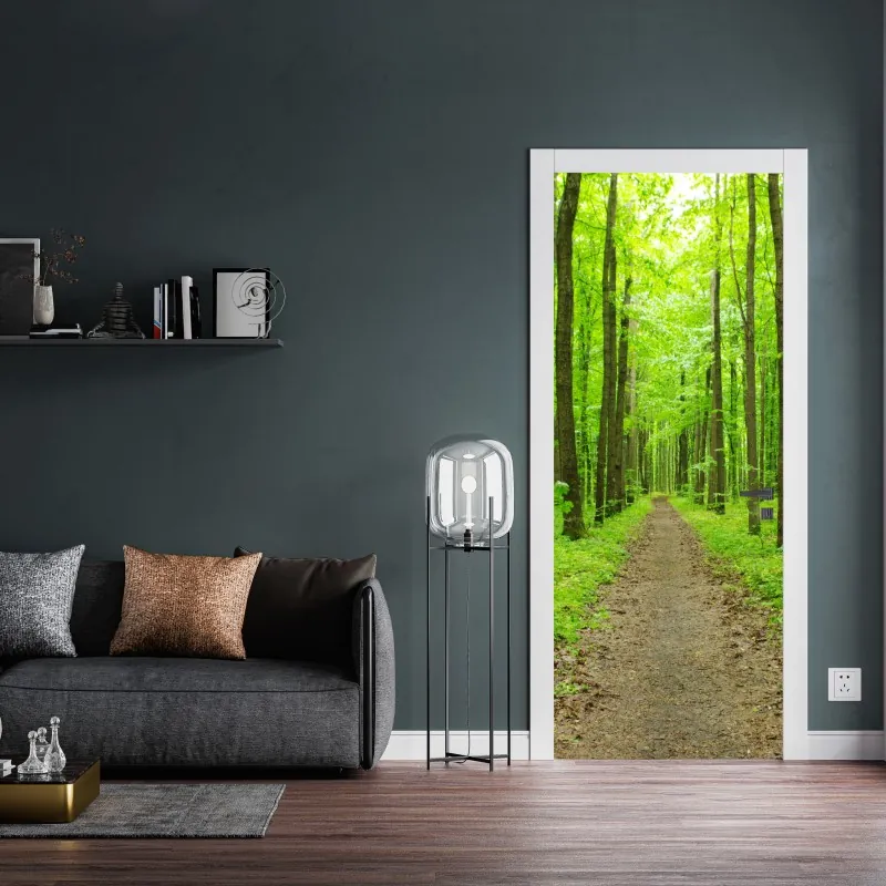 Naklejka na drzwi abstrakcyjna klasyczna maska w turkusie i różu – Wallissimo®