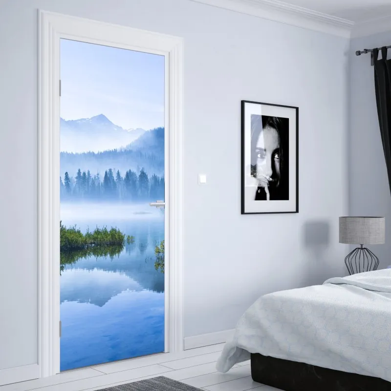 Naklejka na drzwi czarno-biały geometryczny wzór – Wallissimo®