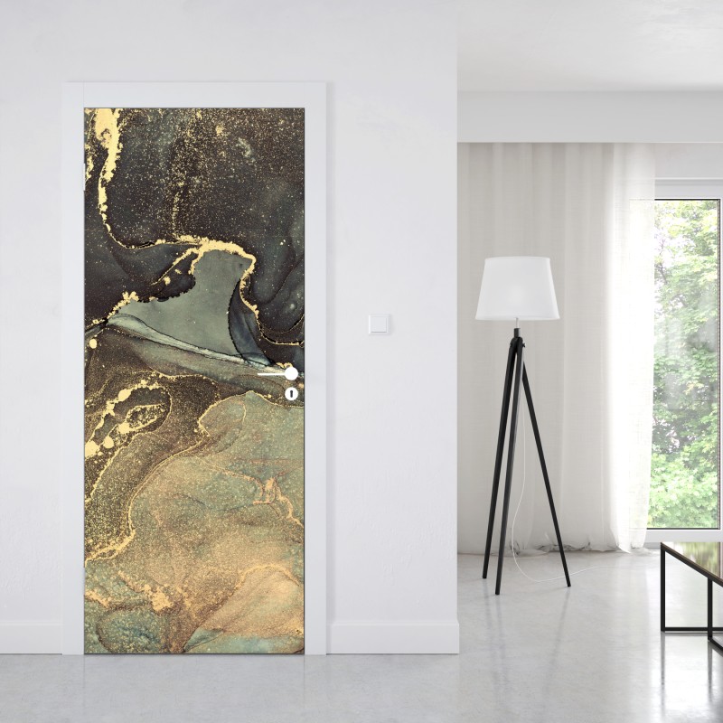 Naklejka na drzwi most Manhattan w kadrze brukowanej ulicy – Wallissimo®