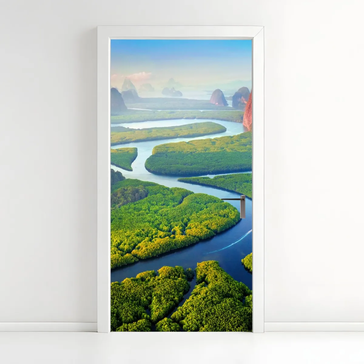 Naklejka na drzwi wschód słońca nad Zatoką Phang Nga – Wallissimo® Naklejka na drzwi wschód słońca nad Zatoką Phang Nga – Wallissimo®