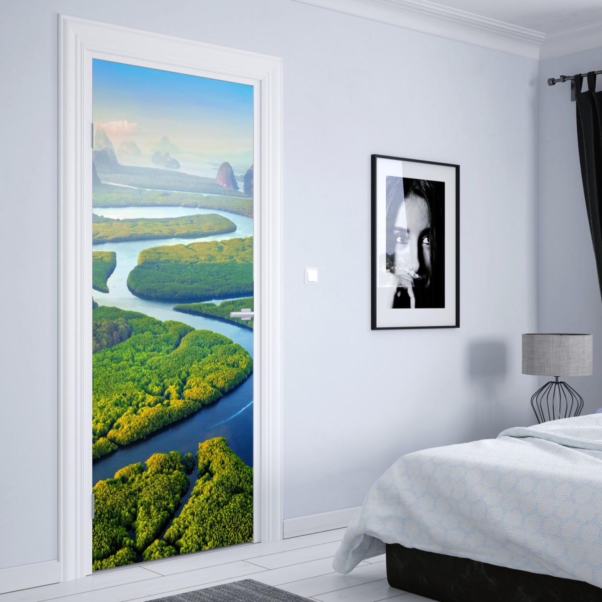 Naklejka na drzwi wschód słońca nad Zatoką Phang Nga – Wallissimo® Naklejka na drzwi wschód słońca nad Zatoką Phang Nga – Wallissimo®