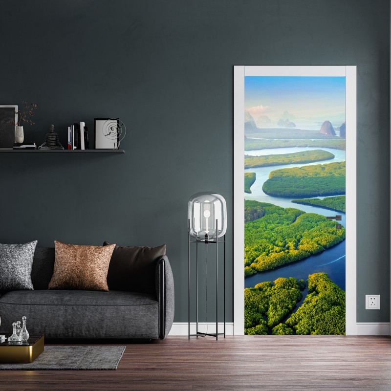 Naklejka na drzwi wschód słońca nad Zatoką Phang Nga – Wallissimo® Naklejka na drzwi wschód słońca nad Zatoką Phang Nga – Wallissimo®