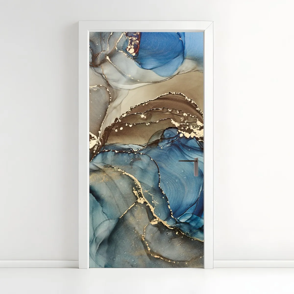 Naklejka na drzwi abstrakcja w odcieniach niebieskiego i złota – Wallissimo® Naklejka na drzwi abstrakcja w odcieniach niebieskiego i złota – Wallissimo®