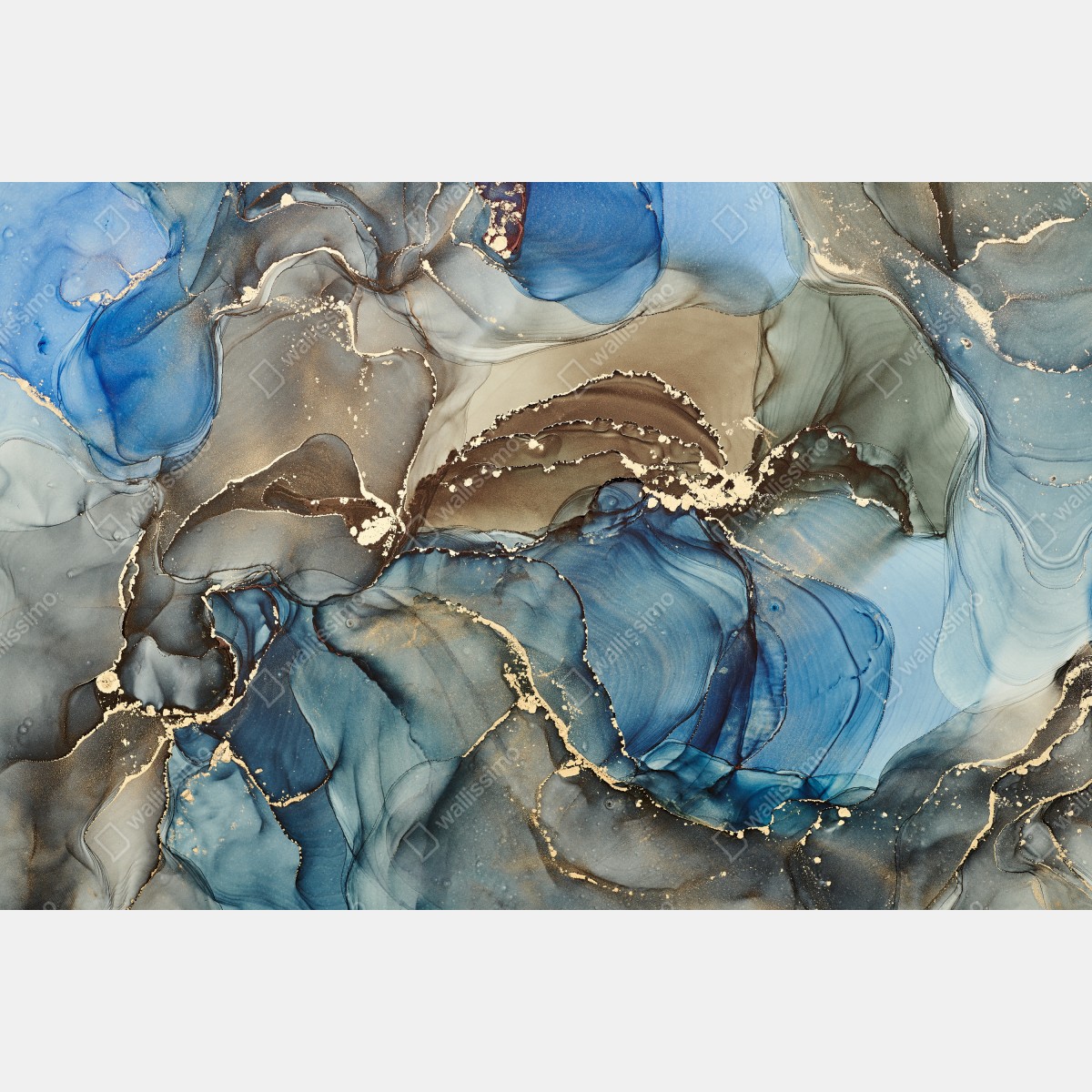 Naklejka na drzwi abstrakcja w odcieniach niebieskiego i złota – Wallissimo® Naklejka na drzwi abstrakcja w odcieniach niebieskiego i złota – Wallissimo®