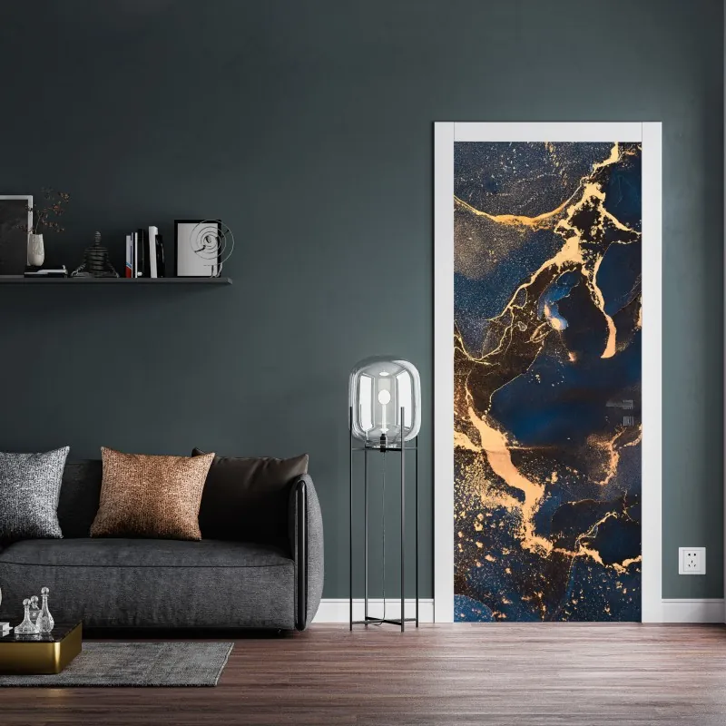 Naklejka na drzwi złoty szczyt nad alpejskim potokiem – Wallissimo®