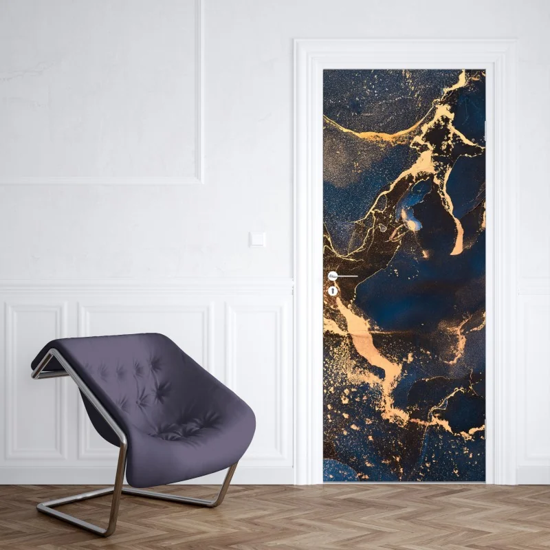 Naklejka na drzwi nocny marmur ze złotymi żyłkami – Wallissimo® Naklejka na drzwi nocny marmur ze złotymi żyłkami – Wallissimo®