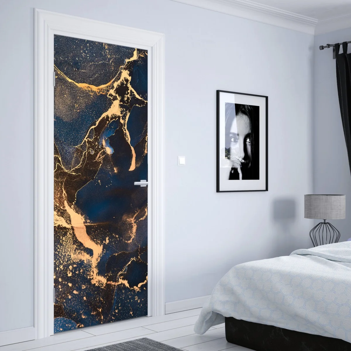 Naklejka na drzwi nocny marmur ze złotymi żyłkami – Wallissimo® Naklejka na drzwi nocny marmur ze złotymi żyłkami – Wallissimo®