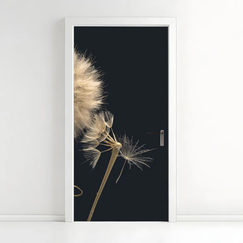 Naklejka na drzwi złoty wzór liści na białym tle – Wallissimo®