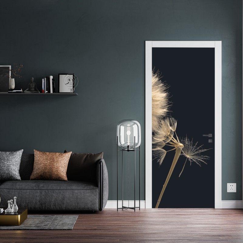 Naklejka na drzwi złoty wzór liści na białym tle – Wallissimo®