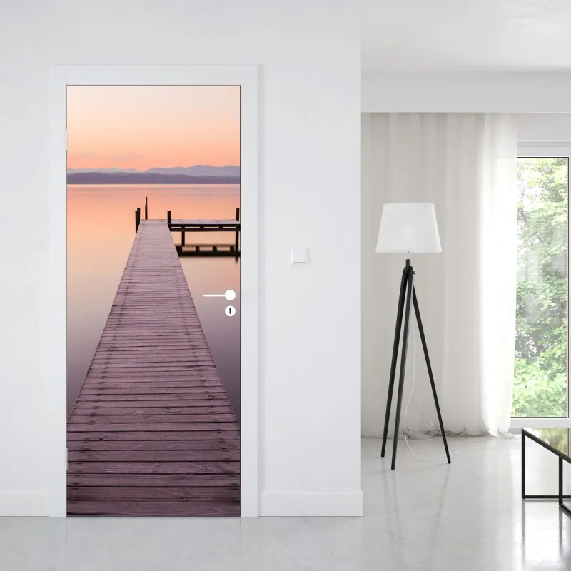 Naklejka na drzwi złota panorama Los Angeles z palmami – Wallissimo®