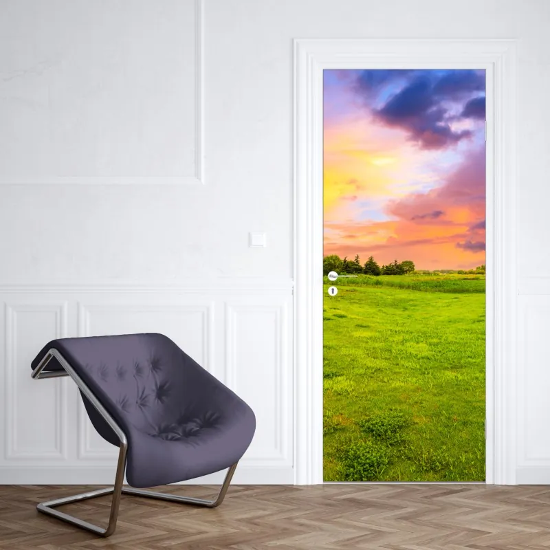 Naklejka na drzwi fioletowy bukiet tulipanów – Wallissimo®