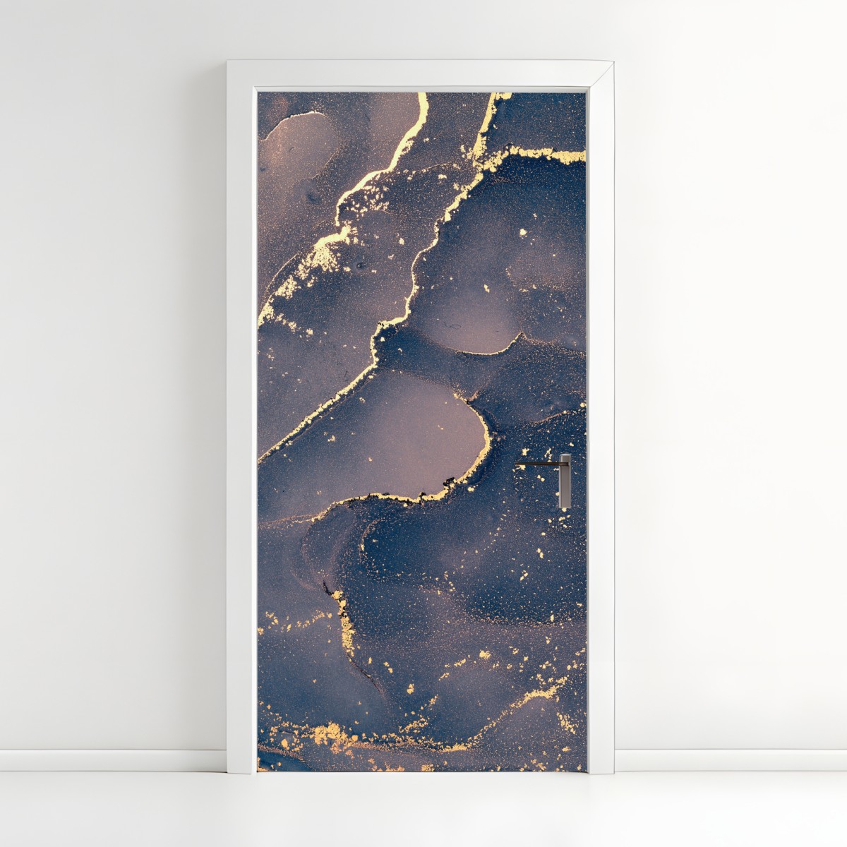 Door sticker navy and gold marble abstract